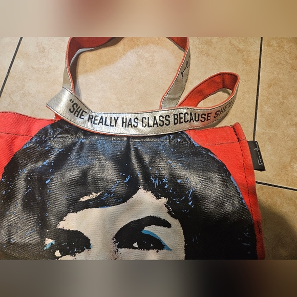 ANDY WARHOL x Loop NYC Red Jackie O Bag Distressed Tote Canvas Bag. - Picture 5 of 6